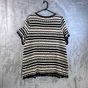 Belle Boho XL Crochet Knit Striped Tunic‎ Summer Lightweight Textured Artsy